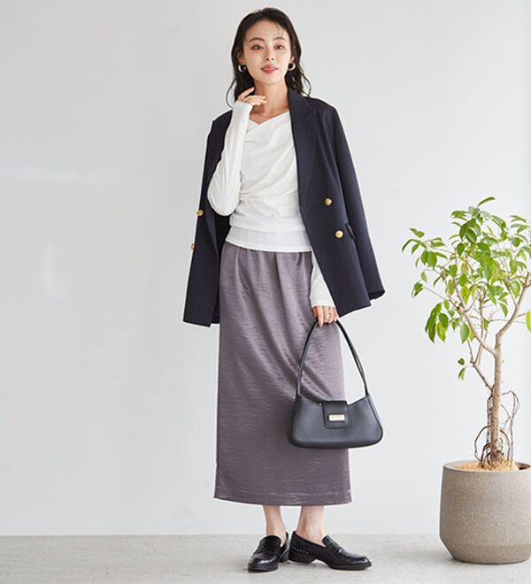 RANAN（ラナン）の「上品ドレープリブロングＴシャツ（カットソー）」｜詳細画像