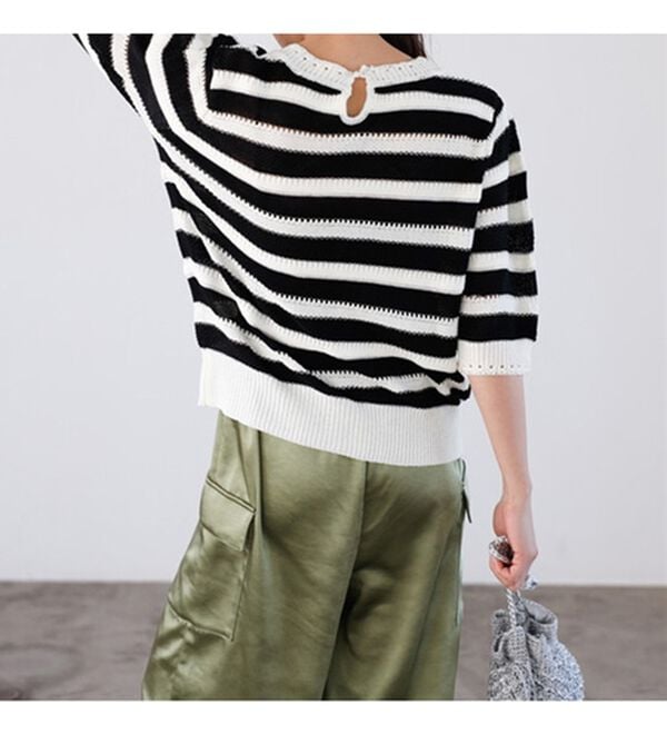 GeeRA（ジーラ）の「透かし編ボーダーサマーニット（ニット・セーター）」｜詳細画像