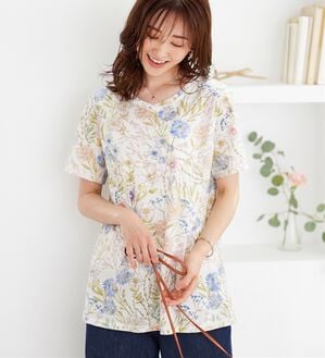 BELLUNA（ベルーナ）の「美人顔シルエット綿混プリントチュニック（チュニック）」｜詳細画像