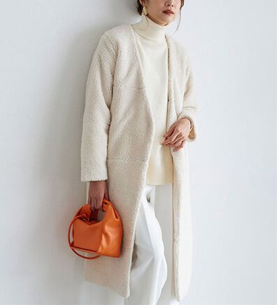 Pierrot（ピエロ）の「ノーカラーボアコート（ロングコート）」