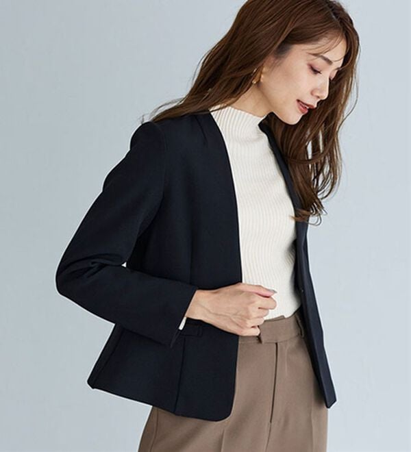 LABO.ART ノーカラージャケット 厚手ジョーゼット素材ノーカラージャケット - ベルーナ【公式】