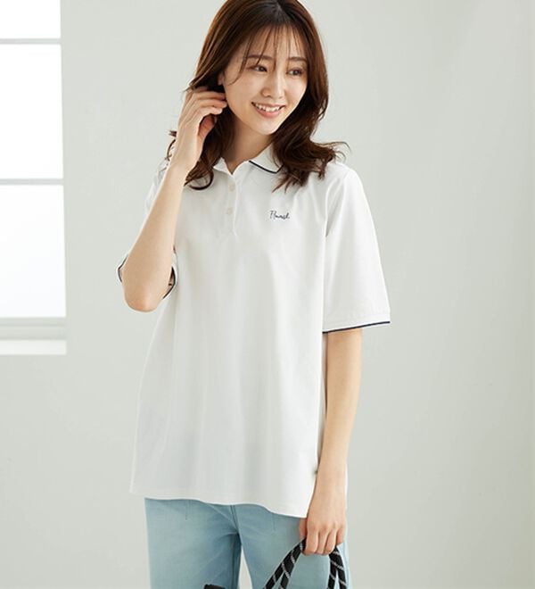 BELLUNA（ベルーナ）の「多機能付配色刺しゅうポロシャツ（カットソー）」｜詳細画像
