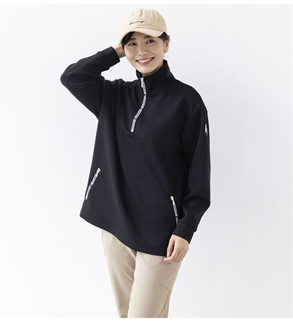 BELLUNA（ベルーナ）の「吸水速乾！ジッパーロゴプルオーバー（カットソー）」｜詳細画像