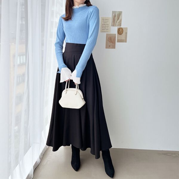 GeeRA（ジーラ）の「プリーツ付ハイネックリブニットトップス（ニット・セーター）」｜詳細画像