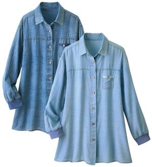 ルフラン（ルフラン）の「夏にも着られる！透けデニムシャツ（シャツ）」｜2色組