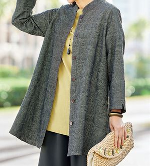 BELLUNA（ベルーナ）の「インド綿ジャカードジャケット（シャツ）」｜グレー