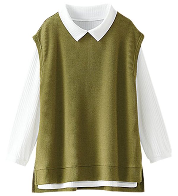 BELLUNA（ベルーナ）の「【新色追加】&ldquo;2点セット&rdquo;あぜ素材ベストアンサンブル（アンサンブル）」｜詳細画像