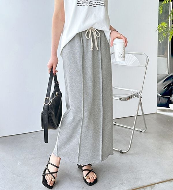 GeeRA（ジーラ）の「すっきり見え！フロントラインスウェットナロースカート（ロングスカート）」｜詳細画像