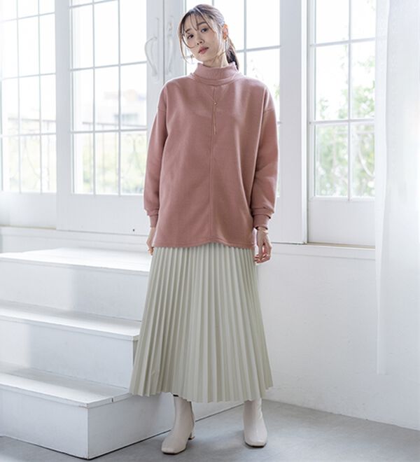 BELLUNA（ベルーナ）の「リブ使いがかわいい裏起毛トレーナー（チュニック）」｜詳細画像