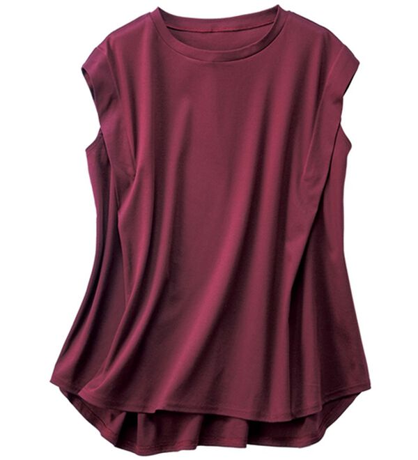 BELLUNA（ベルーナ）の「＜日本製＞クールコットン１００％袖タックプルオーバー（カットソー）」｜詳細画像