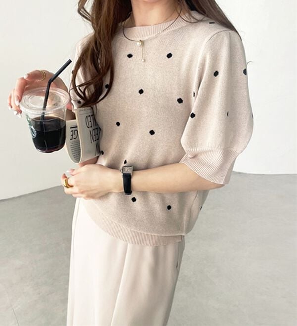 GeeRA（ジーラ）の「ドット柄ジャガードトップス（ニット・セーター）」｜詳細画像