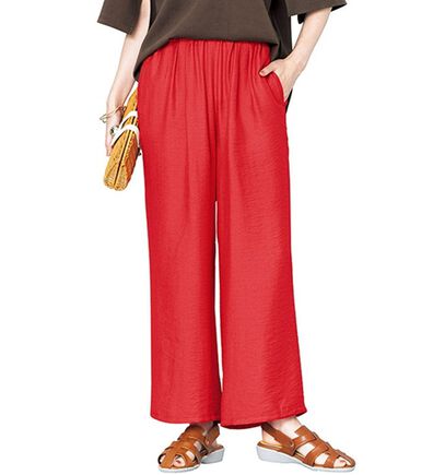 VINNO（ヴィノ）の「麻調ゆるワイドパンツ（ワイドパンツ・ガウチョ）」