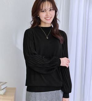 alotta（アロッタ）の「【毛玉になりにくい】大人上品袖プリーツニット（ニット・セーター）」｜ブラック