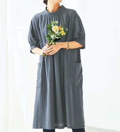 BELLUNA（ベルーナ）の「オーガニックコットンダブルガーゼワンピース（その他ワンピース）」