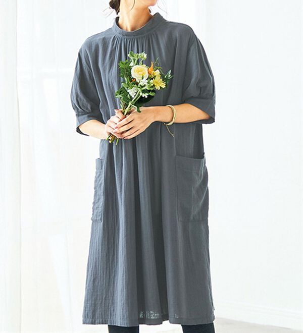 BELLUNA（ベルーナ）の「オーガニックコットンダブルガーゼワンピース（その他ワンピース）」｜詳細画像