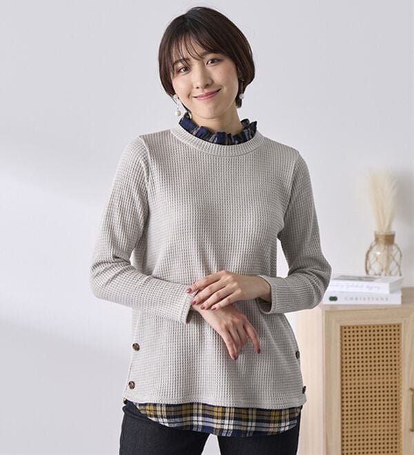 BELLUNA（ベルーナ）の「異素材重ね着風チュニック（チュニック）」｜詳細画像