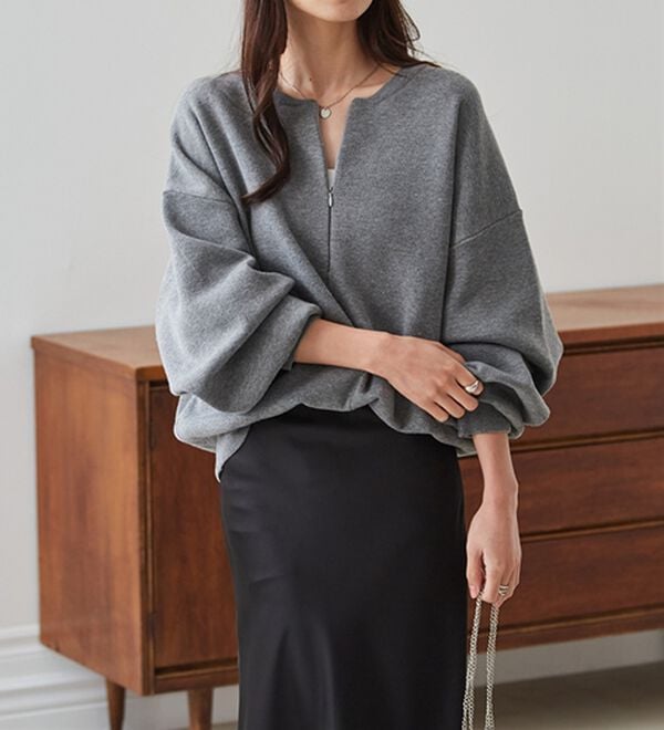 RANAN（ラナン）の「ハーフジップスウェットライクニット（ニット・セーター）」｜詳細画像