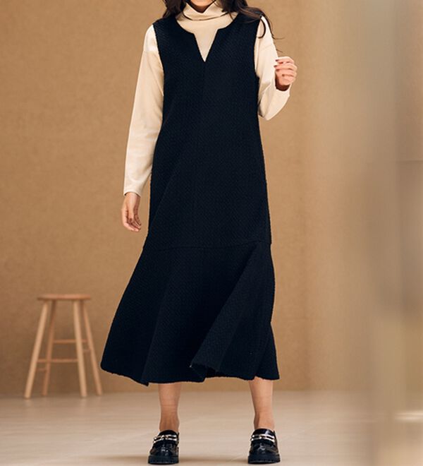 RANAN（ラナン）の「ツイード素材キーネックジャンパースカート（ジャンパースカート）」｜詳細画像