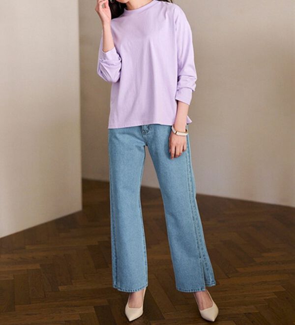 RANAN（ラナン）の「ワイドストレート裾スリットデニム（フルレングスパンツ）」｜詳細画像