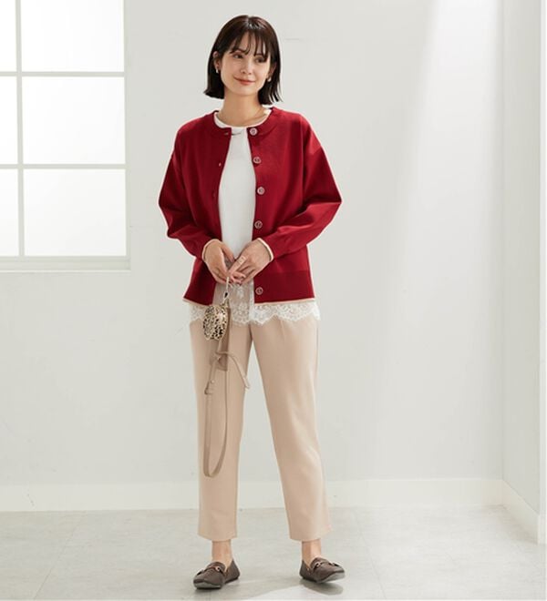 BELLUNA（ベルーナ）の「ジョーゼット裏スムーステーパードパンツ（テーパードパンツ）」｜詳細画像