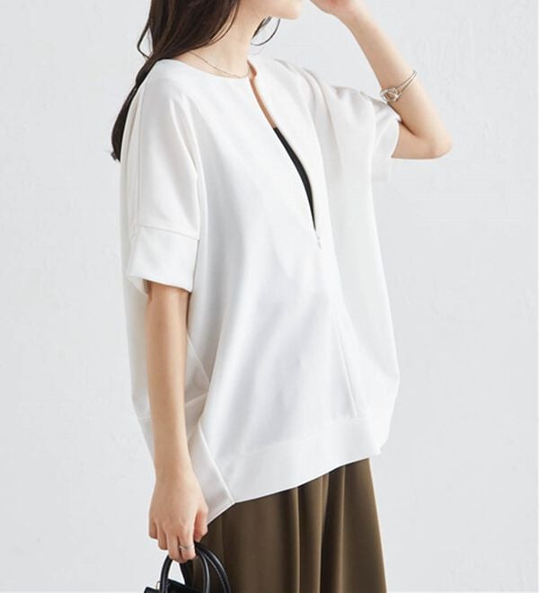 RANAN（ラナン）の「ハーフジップコクーンプルオーバー（チュニック）」｜詳細画像