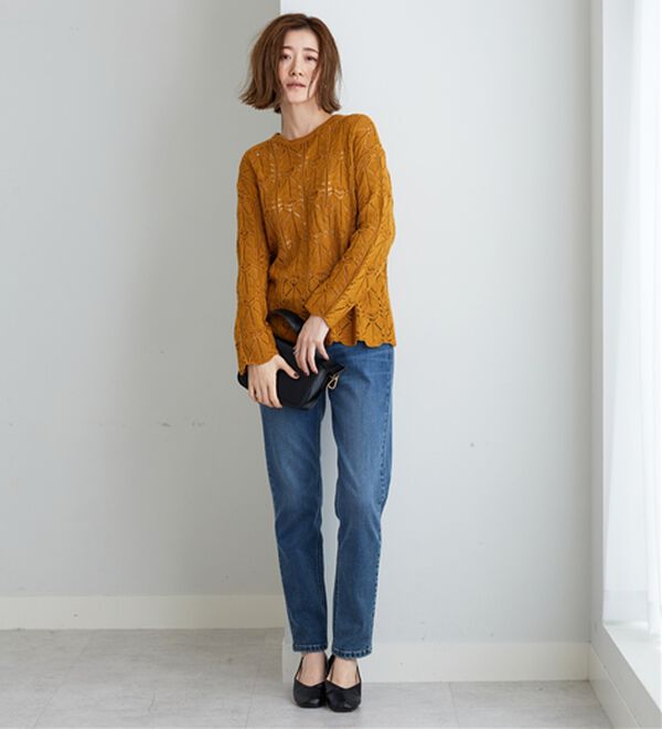 BELLUNA（ベルーナ）の「リボン柄透かし編ニットプルオーバー（ニット・セーター）」｜詳細画像