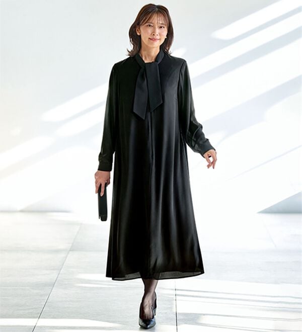 BELLUNA（ベルーナ）の「日本製素材！バックプリーツボウタイワンピース（ブラックフォーマル（喪服・礼服））」｜詳細画像