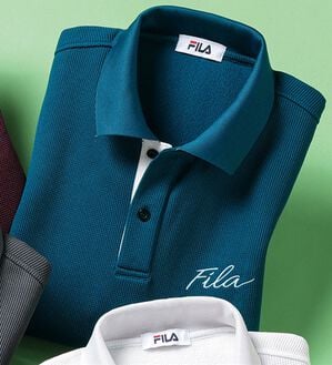 「＜フィラ＞裏起毛ワッフルポロシャツ（メンズポロシャツ）」｜ブルーグレー