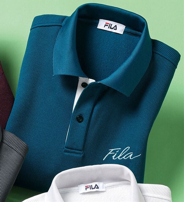 「＜フィラ＞裏起毛ワッフルポロシャツ（メンズポロシャツ）」｜ブルーグレー