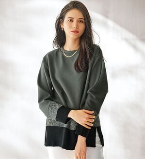 BELLUNA（ベルーナ）の「【Ｌａｇｒｉｌｕａ】とろみ素材ニット切替プルオーバー（カットソー）」｜チャコール