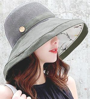 「首まで隠れるつば広帽子（帽子）」｜グレー