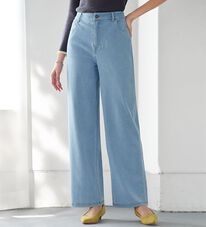 BELLUNA（ベルーナ）の「ぐん伸びニットデニムワイドパンツ（フルレングスパンツ）」