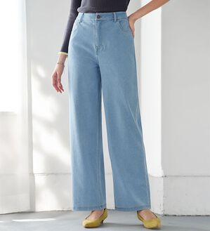 BELLUNA（ベルーナ）の「ぐん伸びニットデニムワイドパンツ（フルレングスパンツ）」｜詳細画像