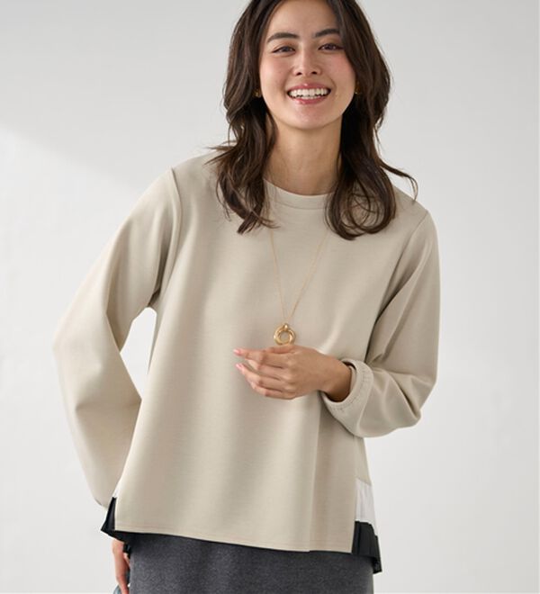 BELLUNA（ベルーナ）の「裾配色プリーツデザインプルオーバー（カットソー）」｜詳細画像