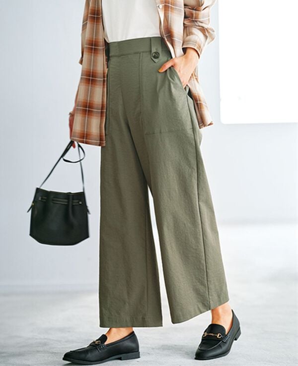 BELLUNA（ベルーナ）の「《快適Ｌａｂ．》サラもち！快適ビンテージ調素材ワイドパンツ（ワイドパンツ・ガウチョ）」｜詳細画像