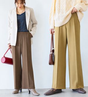 BELLUNA（ベルーナ）の「ラク＆キレイ！シルキージャージ素材ワイドパンツ（ワイドパンツ・ガウチョ）」｜詳細画像