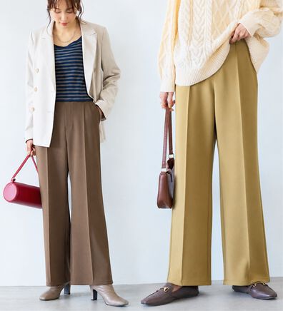 BELLUNA（ベルーナ）の「ラク＆キレイ！シルキージャージ素材ワイドパンツ（ワイドパンツ・ガウチョ）」