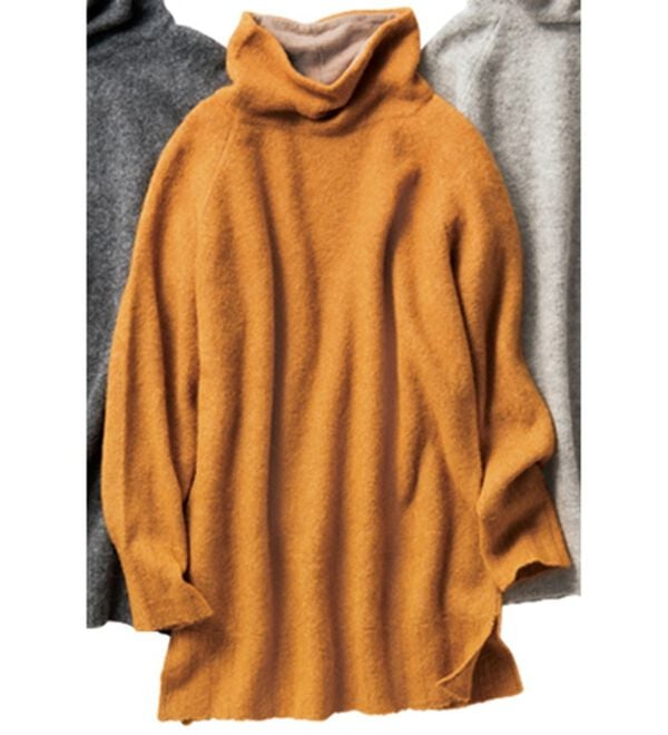 VINNO（ヴィノ）の「贅沢リッチ・ベビーアルパカ入ニット（ニット・セーター）」｜オレンジ