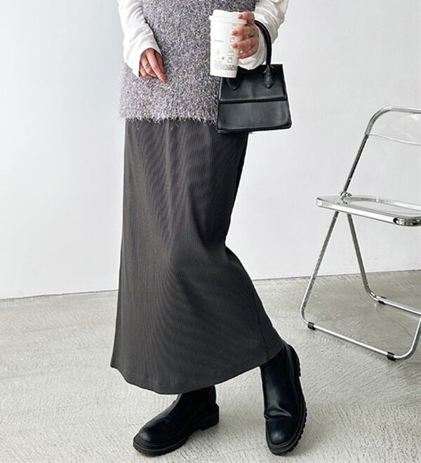 GeeRA（ジーラ）の「【着回し力◎】楽ちんすっきり見え！リブロングスカート（ロングスカート）」｜詳細画像