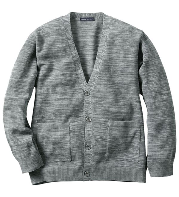 「＜コムルヴァン・オム＞サマーメランジ涼やかカーディガン（メンズカーディガン）」｜メランジグレー