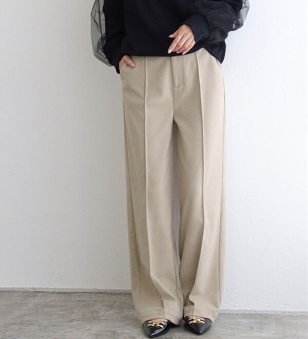 Pierrot（ピエロ）の「カシミヤタッチセミルーズストレートパンツ（フルレングスパンツ）」｜詳細画像