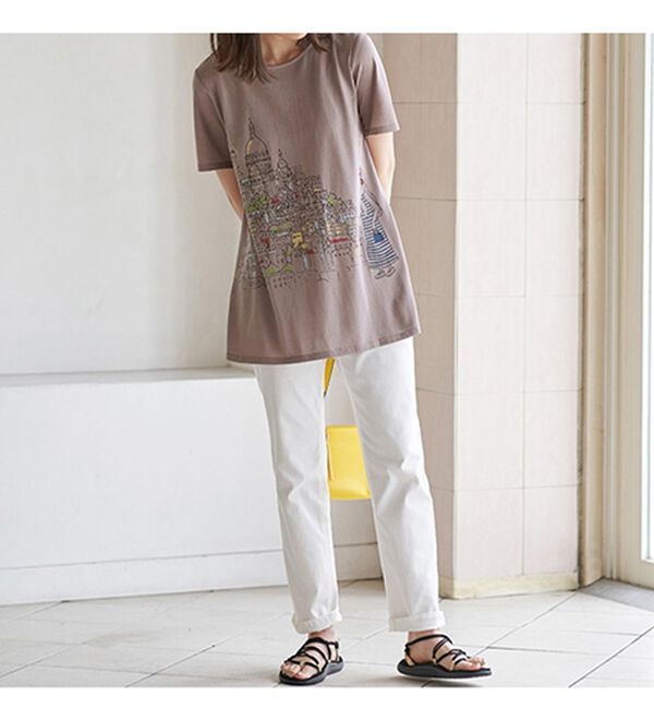 BELLUNA（ベルーナ）の「綿・テンセル（ＴＭ）繊維ロング丈プリントＴシャツ（Tシャツ）」｜詳細画像