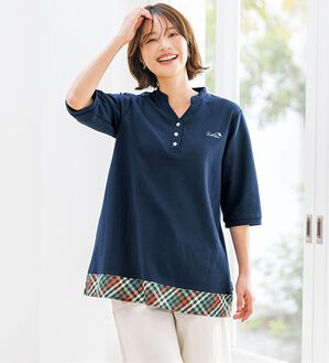 ルフラン（ルフラン）の「【アーノルド　パーマー】チェック決め手の鹿の子チュニック（チュニック）」｜ネイビー