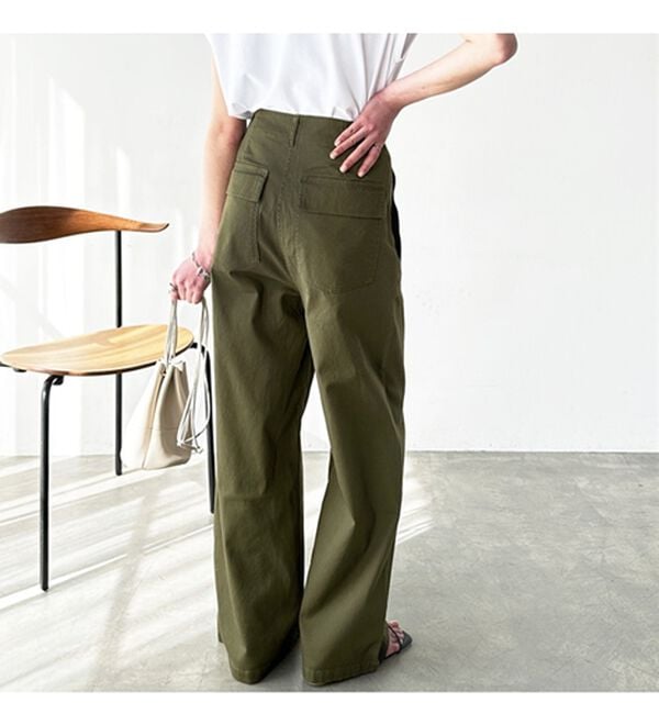 GeeRA（ジーラ）の「コットンワイドベイカーパンツ（フルレングスパンツ）」｜詳細画像