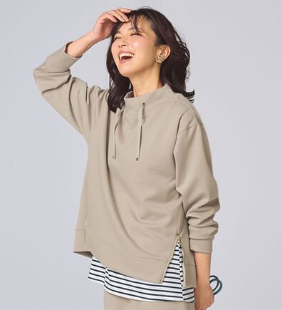 BELLUNA（ベルーナ）の「なめらかタッチ！もっちりん裾ジッププルオーバー（カットソー）」