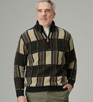 「＜コムルヴァン・オム＞あったか衿ふっくらモールセーター（メンズニット・セーター）」