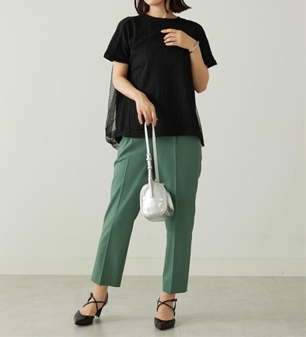 BELLUNA（ベルーナ）の「ジャカード素材チュール重ねプルオーバー（カットソー）」｜詳細画像