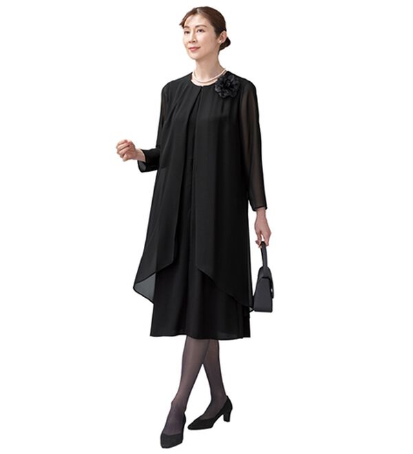 ルフラン（ルフラン）の「アイロンいらず重ね着風ワンピース（ブラックフォーマル（喪服・礼服））」｜詳細画像