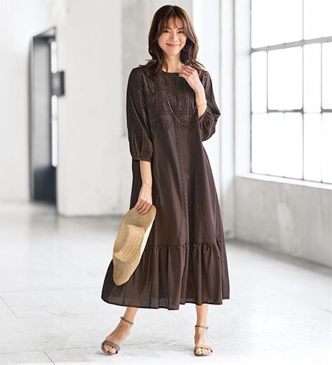 ののの ウィメンズワンピース ブラウン Lサイズ スポーツ レディース 20728