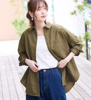 Viola e Viola（ヴィオラ エ ヴィオラ）の「【イージーケア】お手入れ簡単羽織に使えるオーバーシャツ（シャツ）」｜モカカーキ